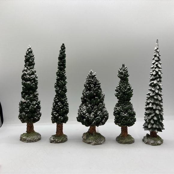 Department 56 1998 Vintage Village Snowy Evergreens Set Of 5 Large 52614 Retired - Picture 7 of 12